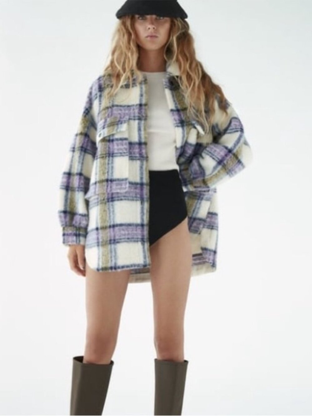 Zara Oversized Purple Plaid Shacket